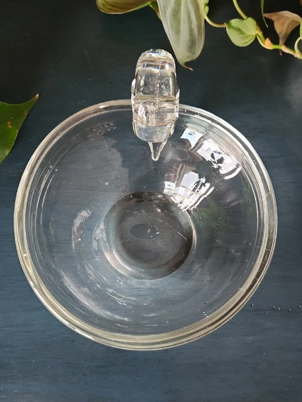 Steuben Glass Bowl with Snail Handle   Heavy Crystal